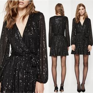 NWT Bardot Sequin Bellissa Dress Black Party Cocktail Club Glam Bling Size 2
